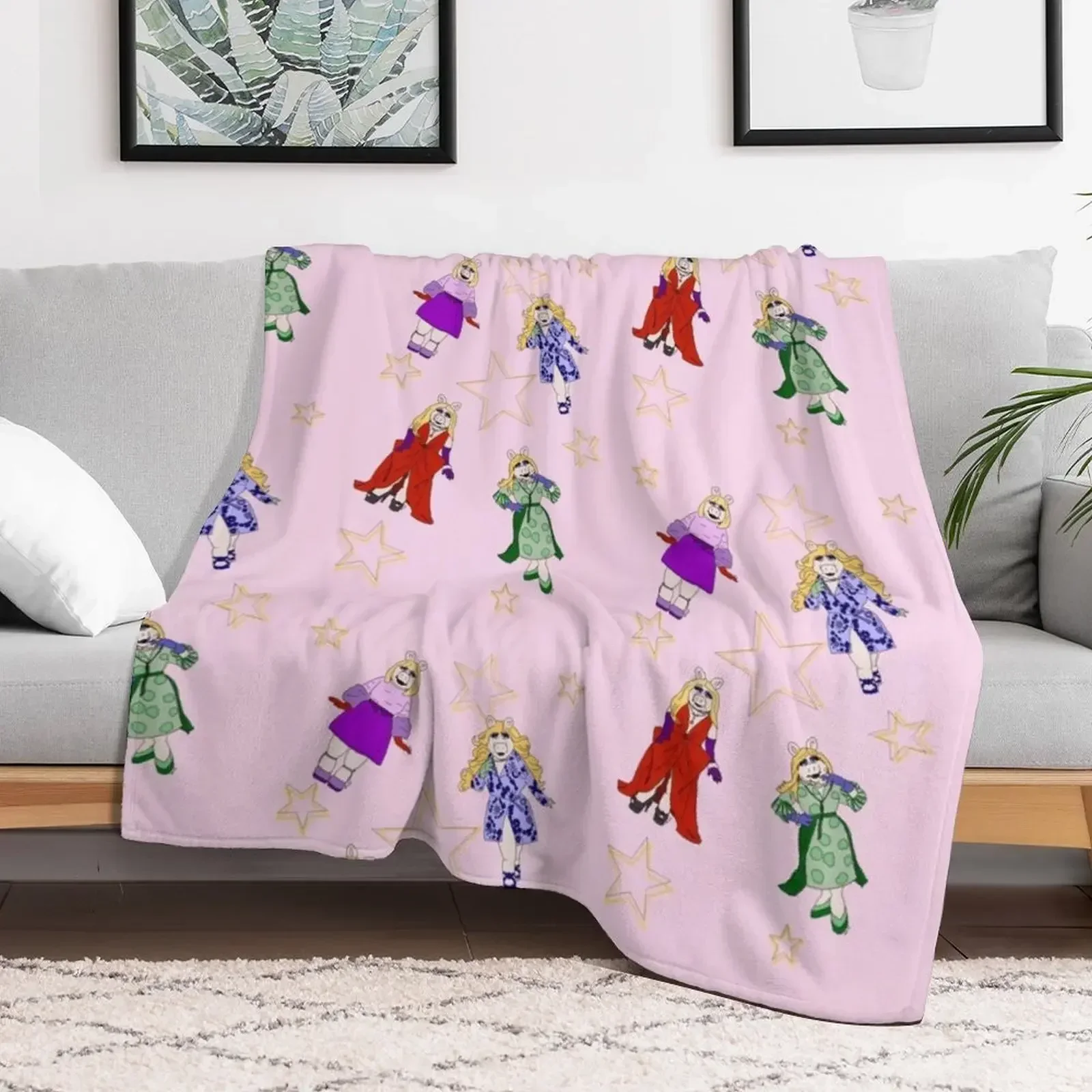 Miss Piggy — розовое одеяло со звездой меховые одеяла в стиле манга