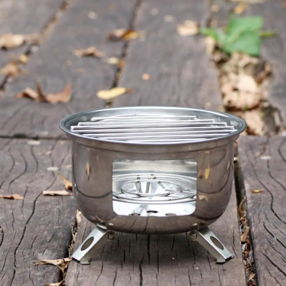 

Mini Outdoor Firewood Stove Portable Camping Picnic BBQ Travel Folding Steel Wood Stove Charcoal Cooking Grill