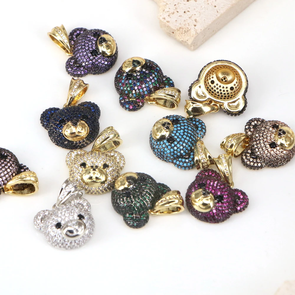 

6PCS, Crystal Bear Pendant Zircon charms for jewelry making Handmade Necklacce Bracelet charms Jewelry Accessories for Women
