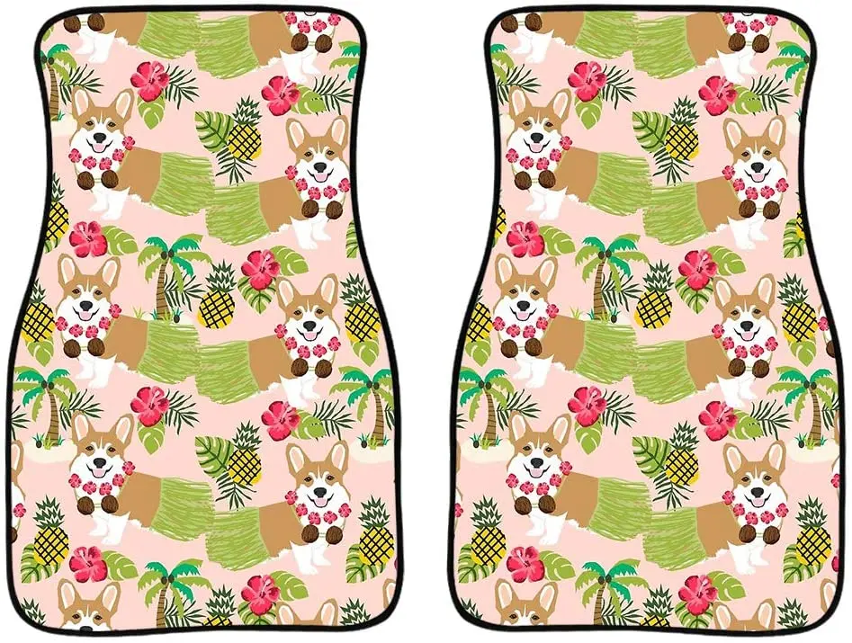

chaqlin Hawaii Style Corgi Interior Rug Non Slip Rubber Backing Heel Pad for Protection Waterproof Easy Clean Front Car Doormats