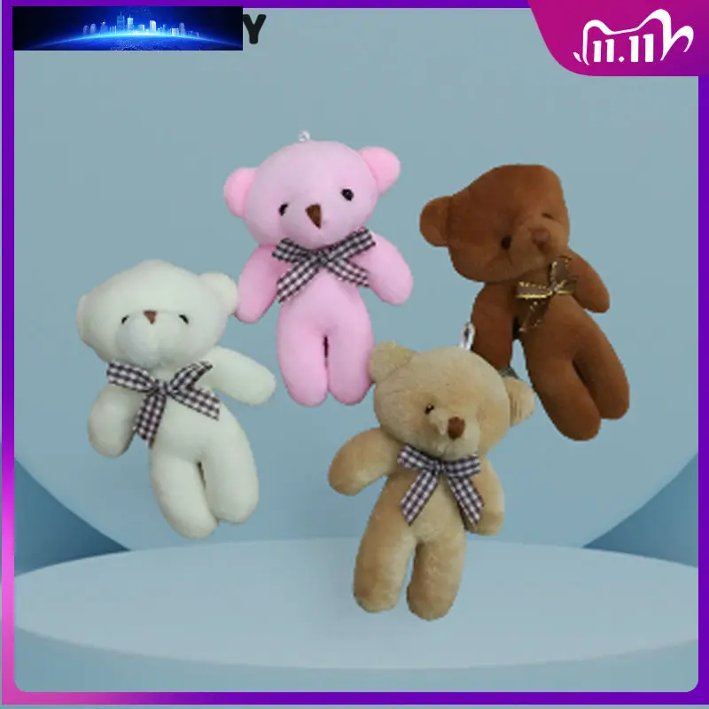 

Hot Lovely Teddy Bear Plush Toys Small Doll Bears for Wedding Cartoon Flower Bouquet Bear Toy Promotion Gifts 10cmGirls Birthday