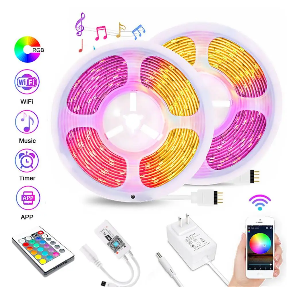 

Wifi with 24 Keys LED Strip Waterproof RGB Light 12V Luces Led Lights Strips 5050 SMD Flexible Tape Lamp 1M 2M 3M 4M 5M 10M 15M