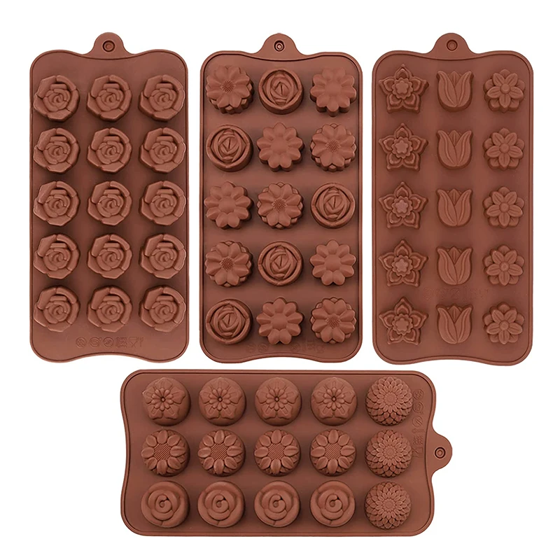 Flower Silicone Molds Rose Chocolate Candy Mould For Fat Bombs Gummy Cake Cupcake Soap Candle Decoration Wax Melts Ice Cube