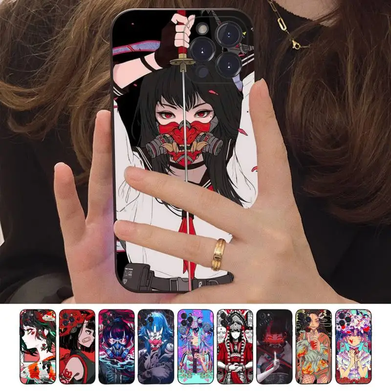 

Japanese Style Anime Girl Phone Case For iPhone 14 11 12 13 Mini Pro XS Max Cover 6 7 8 Plus X XR SE 2020 Funda Shell