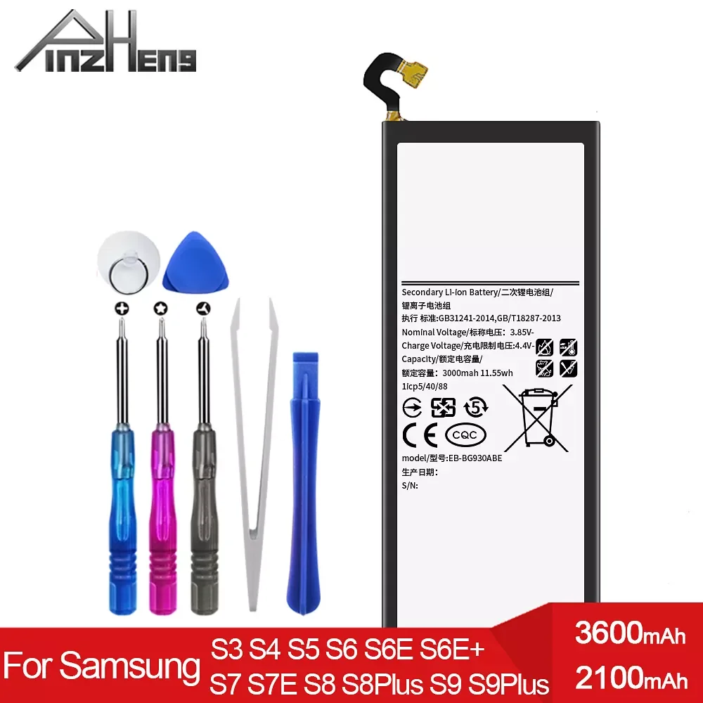 

2023New PINZHENG Battery For Samsung Galaxy S6 S7 S8 S3 S4 S5 NFC S7 S6 Edge S8 S9 Plus G930F G950F G920F G900F i9300 Replace Ba