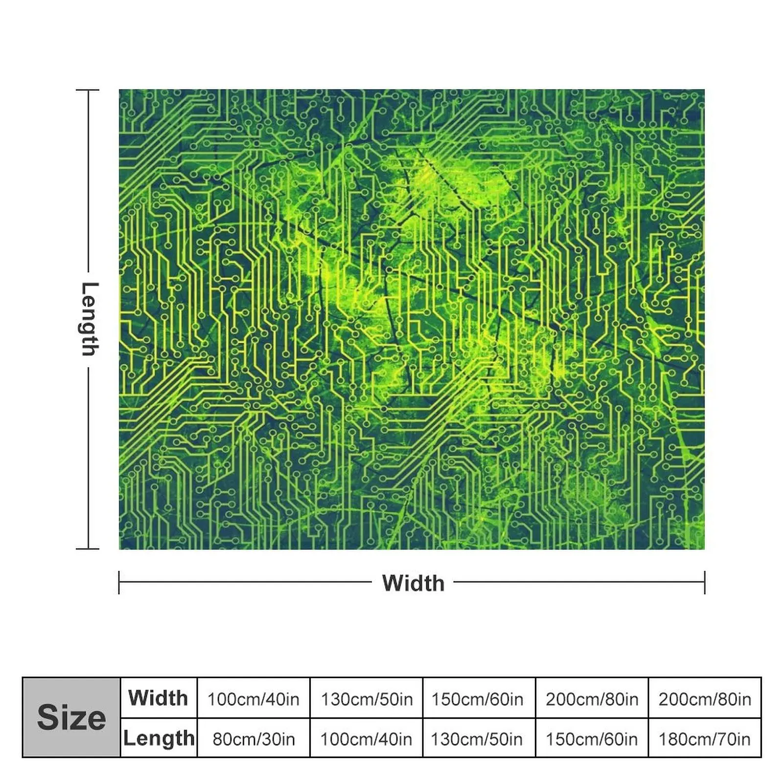 Зеленое и желтое светящееся одеяло с текстурой печатной платы Клетчатое для
