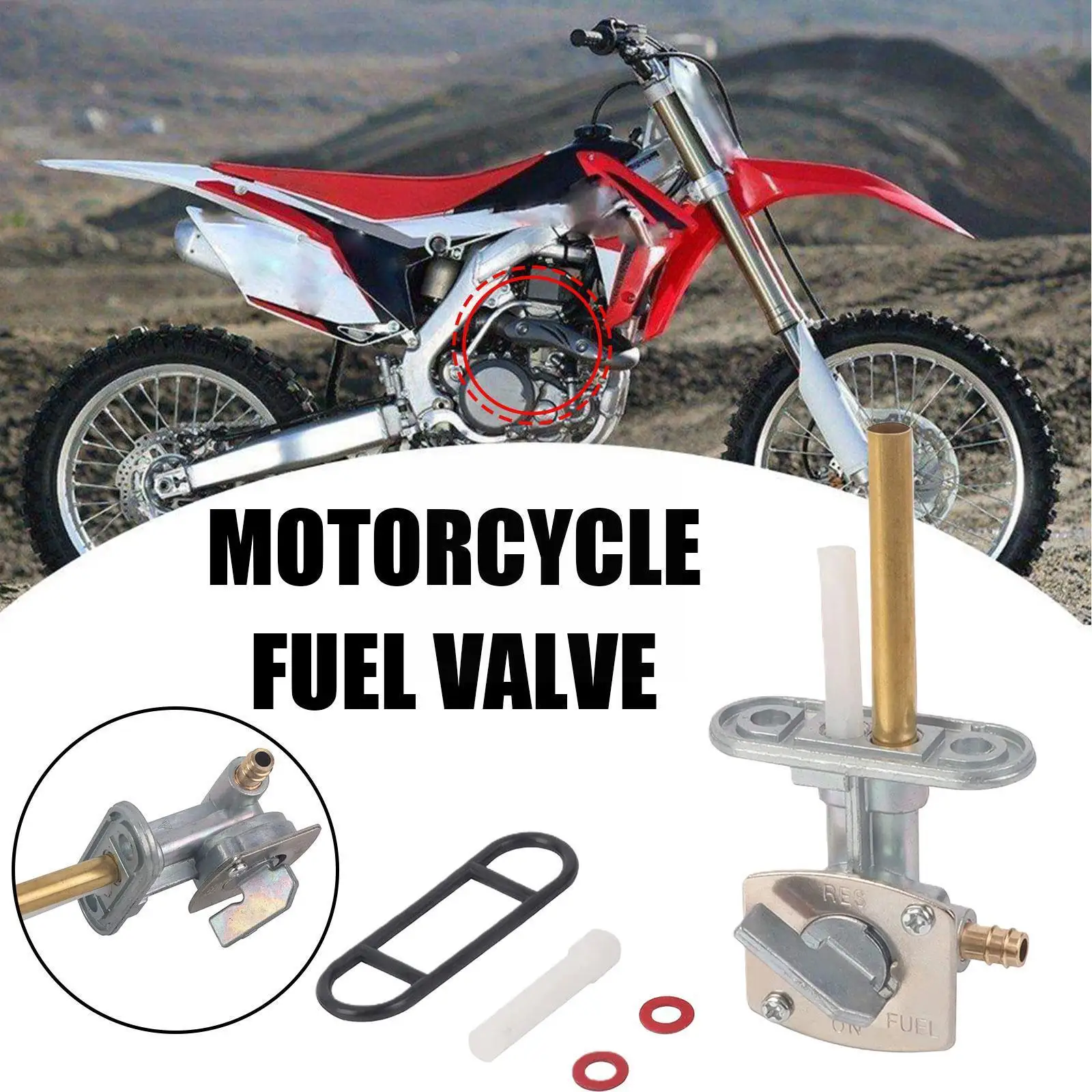 

Motorcycle Fuel Petcock Oil Switch Petrol Tap 34mm For V Star 1100 650 M2y7