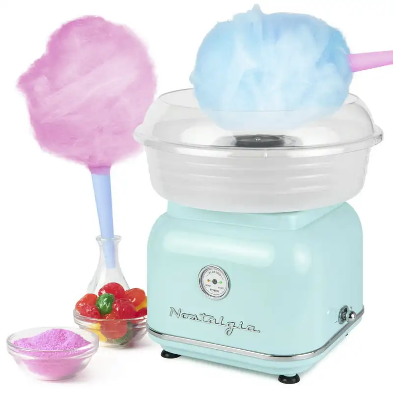 

Classic Retro Hard and Sugar Free Countertop Cotton Candy Maker, Includes 2 Reusable Cones And Scoop,