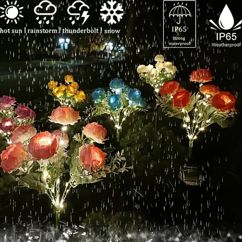 7-головочная лампа для газона на солнечной энергии с украшением из