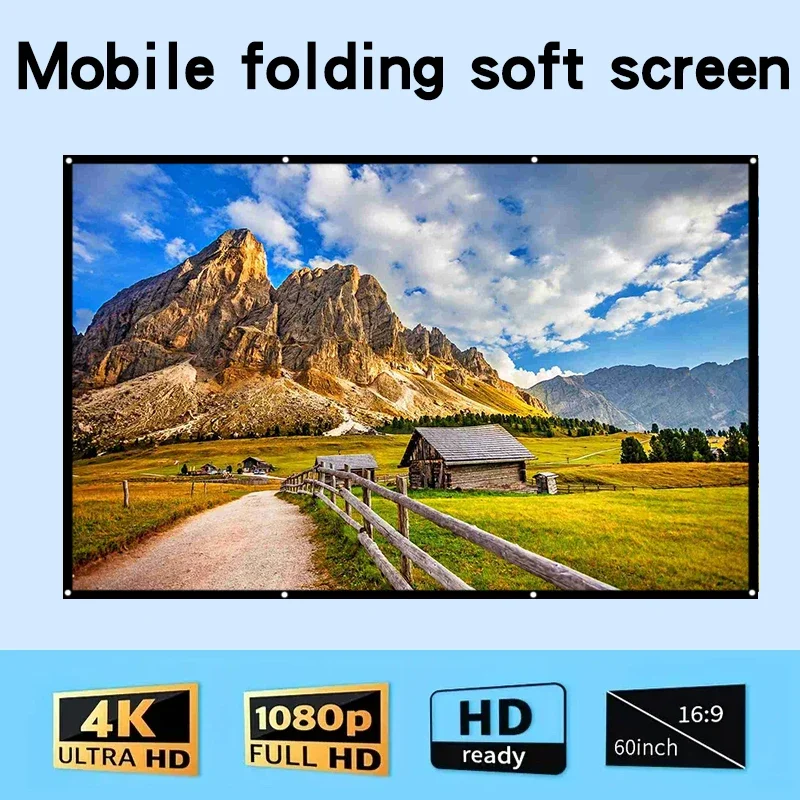 Складной Проекционный Экран 60-150 Дюймов Двухсторонняя Поддержка Офисных Встреч