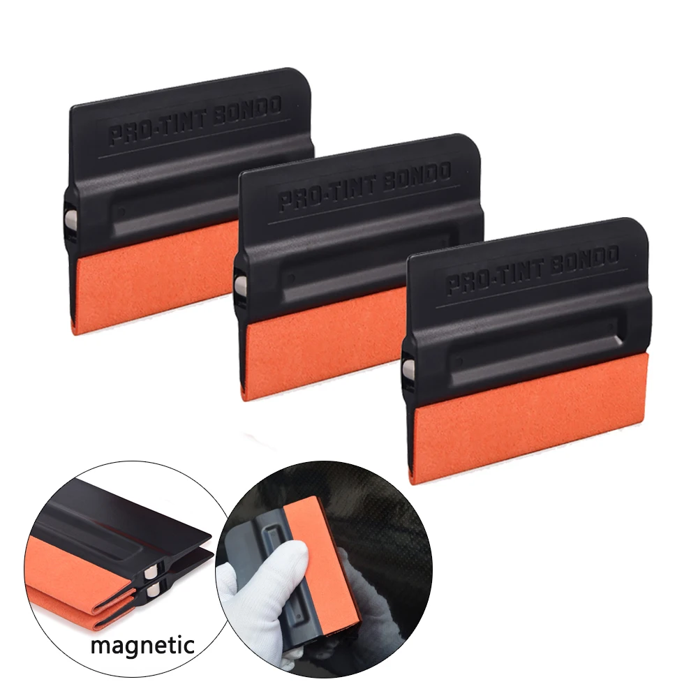 

FOSHIO 4-Inch Felt Squeegee Carbon Fiber Film Install Scraper Magnetic Tools Window Tint Wrapping Vinyl Applicator Car Cleaning