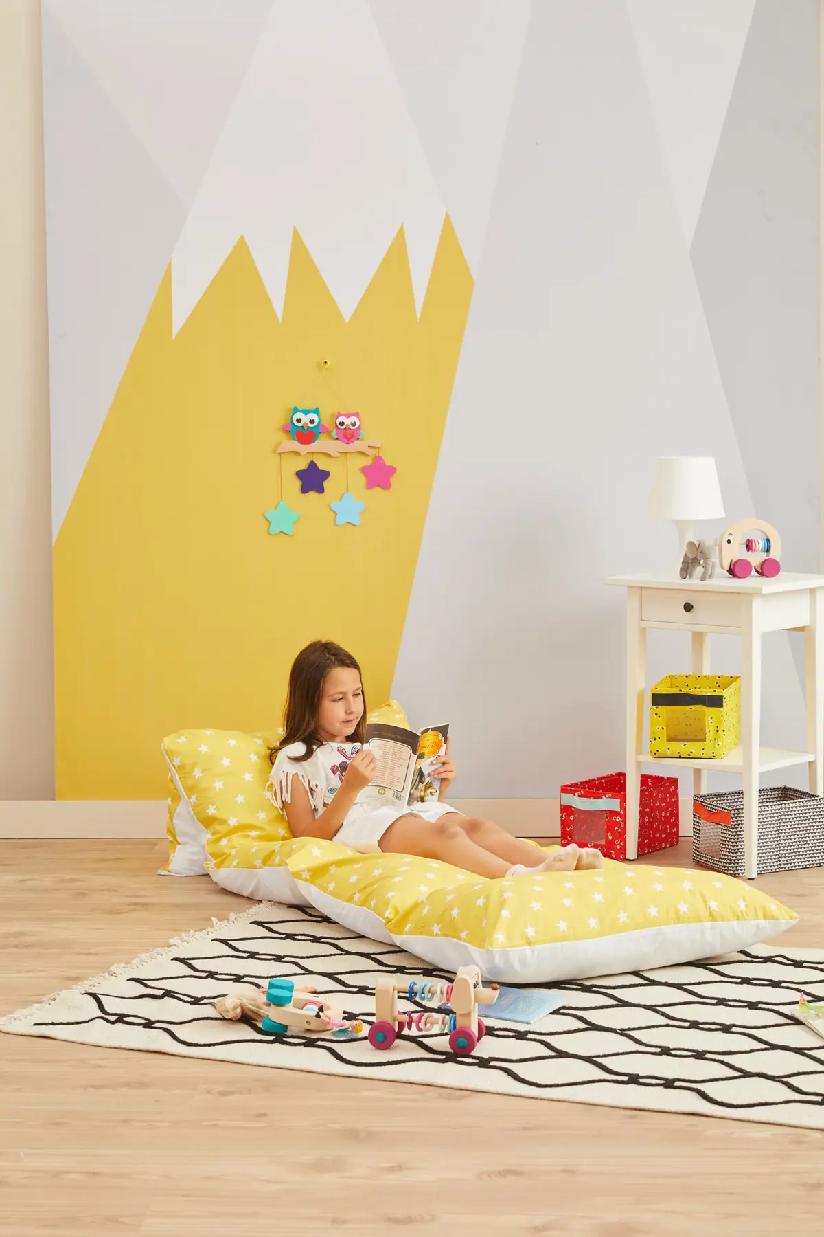 

Foldable Place Mat-5 Compartments Pillow Play Mats yellow