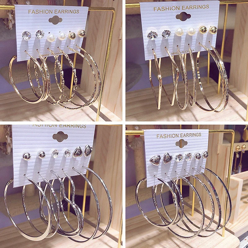 

2022 крупные ювелирные изделия, Международная мода, универсальные 6 Пар Больших фотоэлементов, индивидуальный комплект