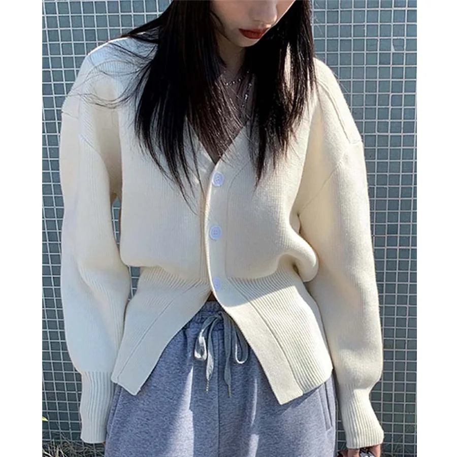 

SuperAen Short Knitted Cardigan Coat Women's Spring Korean Top Design New Style V-neck Sweater