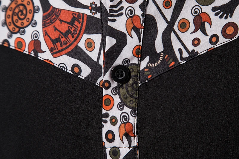 Мода Африка печатных лоскутное дизайн рубашки для мужчин с коротким рукавом