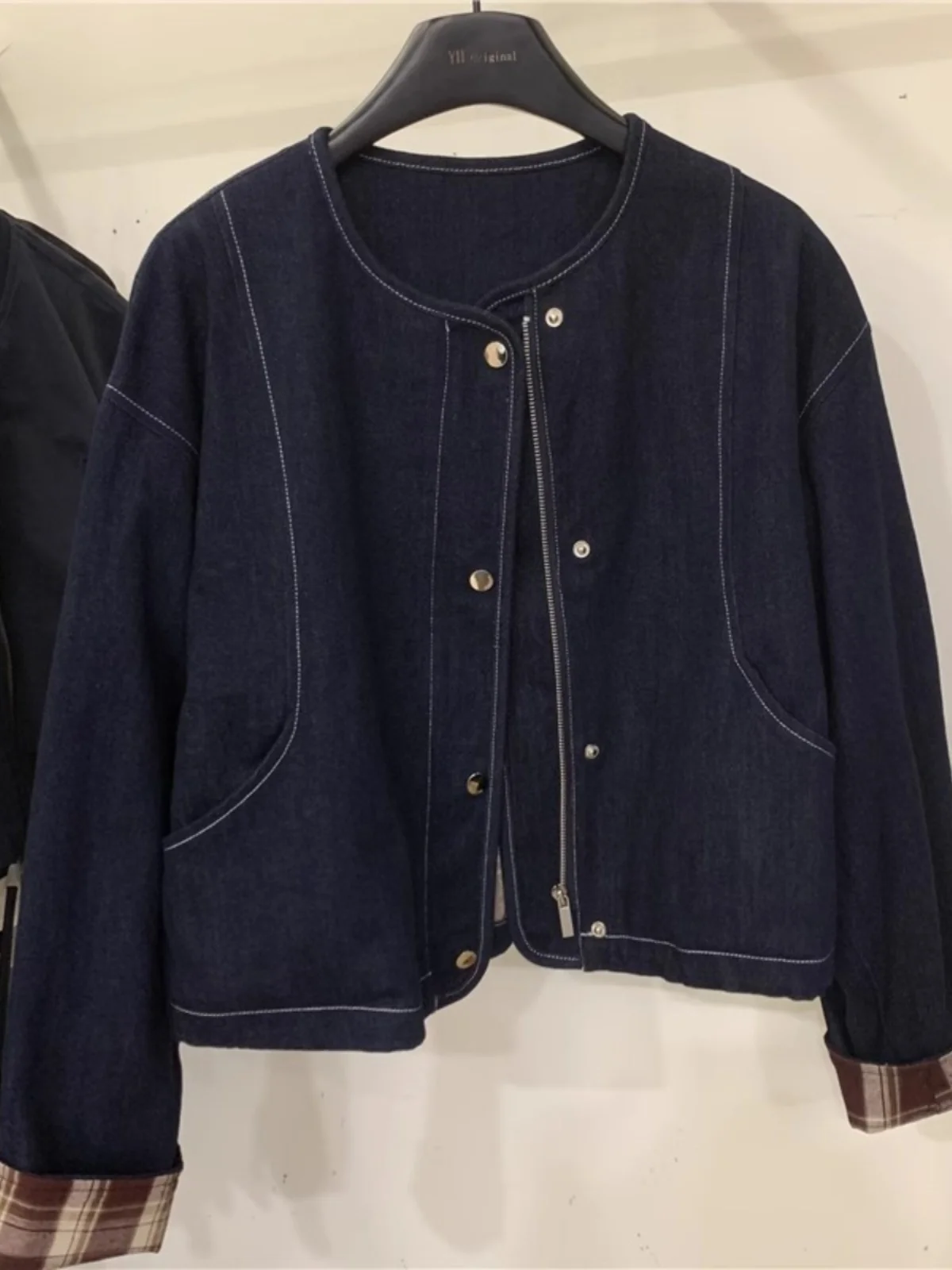 Hong Kong Sle Retro Denim Short coat Women 2024 Autumn New Korean Casual Loose Temperament Slimming Jacket Top