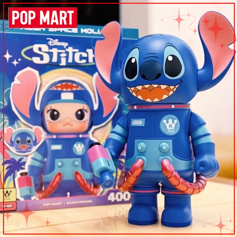Фото Оригинальная кукла POP MART MEGA SPACE MOLLY 400% Stitch, уникальная, для детей, большие куклы-компаньоны №4