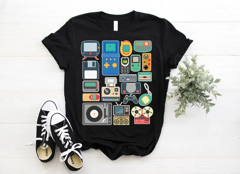

80s 90s Video Game Retro Classic Arcade T-Shirt Vintage Gifts Shirts 1980 1990 Made Born In The 1980s 1990s Birthday Present