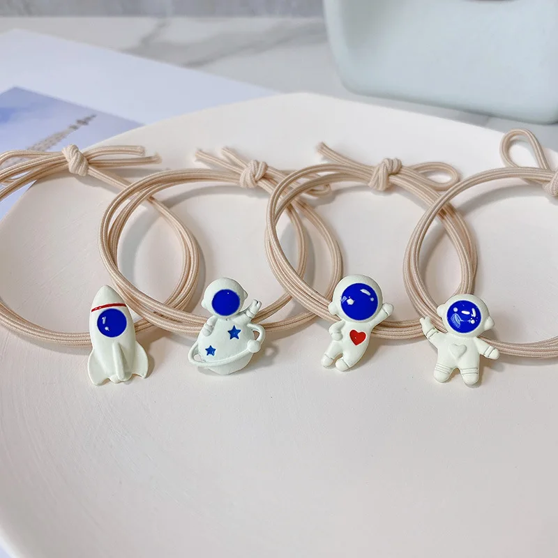 

White Astronaut Hair Band Small Rubber Band Cute Headrope Girl Heart Hair Ornaments Elastic Hair Bands Hair Accessories