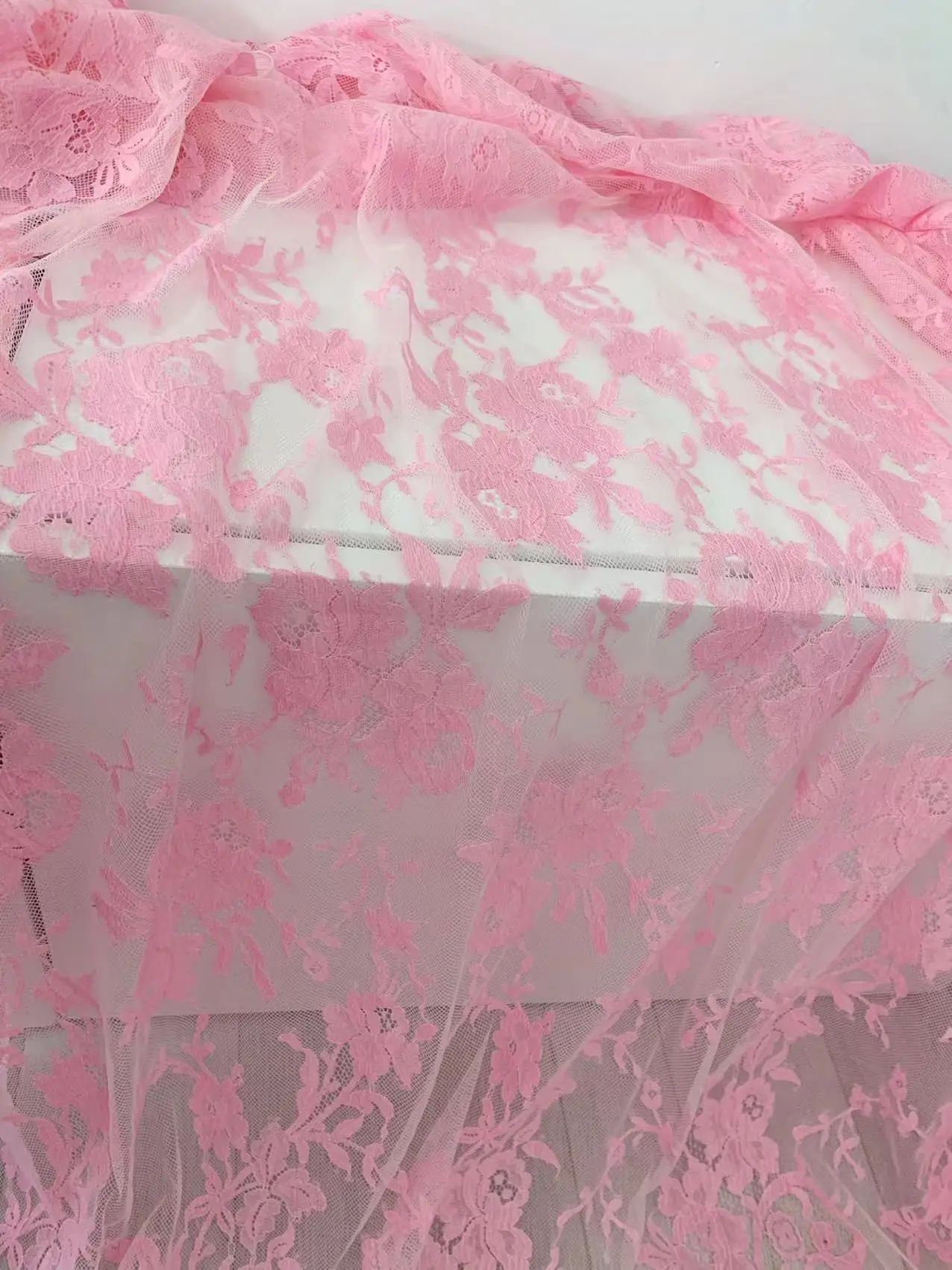 150 см * розовая кружевная ткань с цветами Шантильи сетчатая сетка для декора лифа