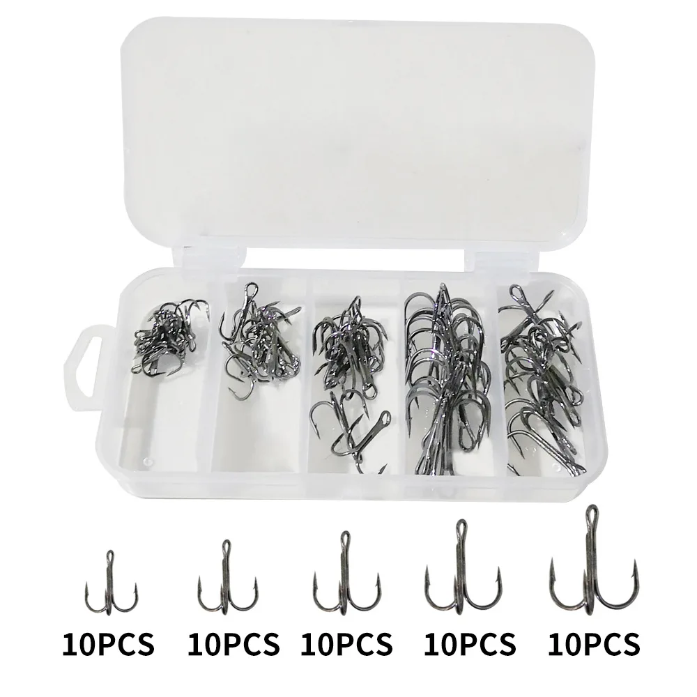 

50 Pcs Black Fishing Hook Set High Carbon Steel Fishing Hook Luer Hook Fishing Gear Soft Bait
