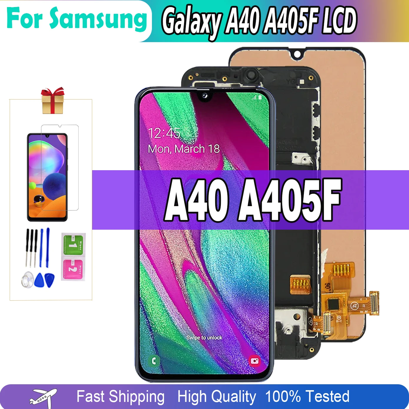 100% протестированный ЖК-дисплей для Samsung Galaxy A40 A405F A405S A405FM, ЖК-дисплей для Samsung A405FN, сенсорный ЖК-экран, дигитайзер, запасные части