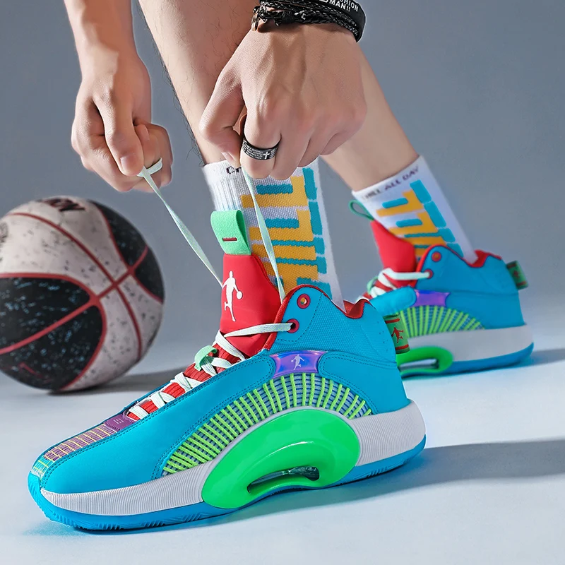 Boys Brand Basketball Shoes for Kids Sneakers Thick Sole Non-slip Children Sports Shoes Child Boy Basket Trainer Shoes 2021 New