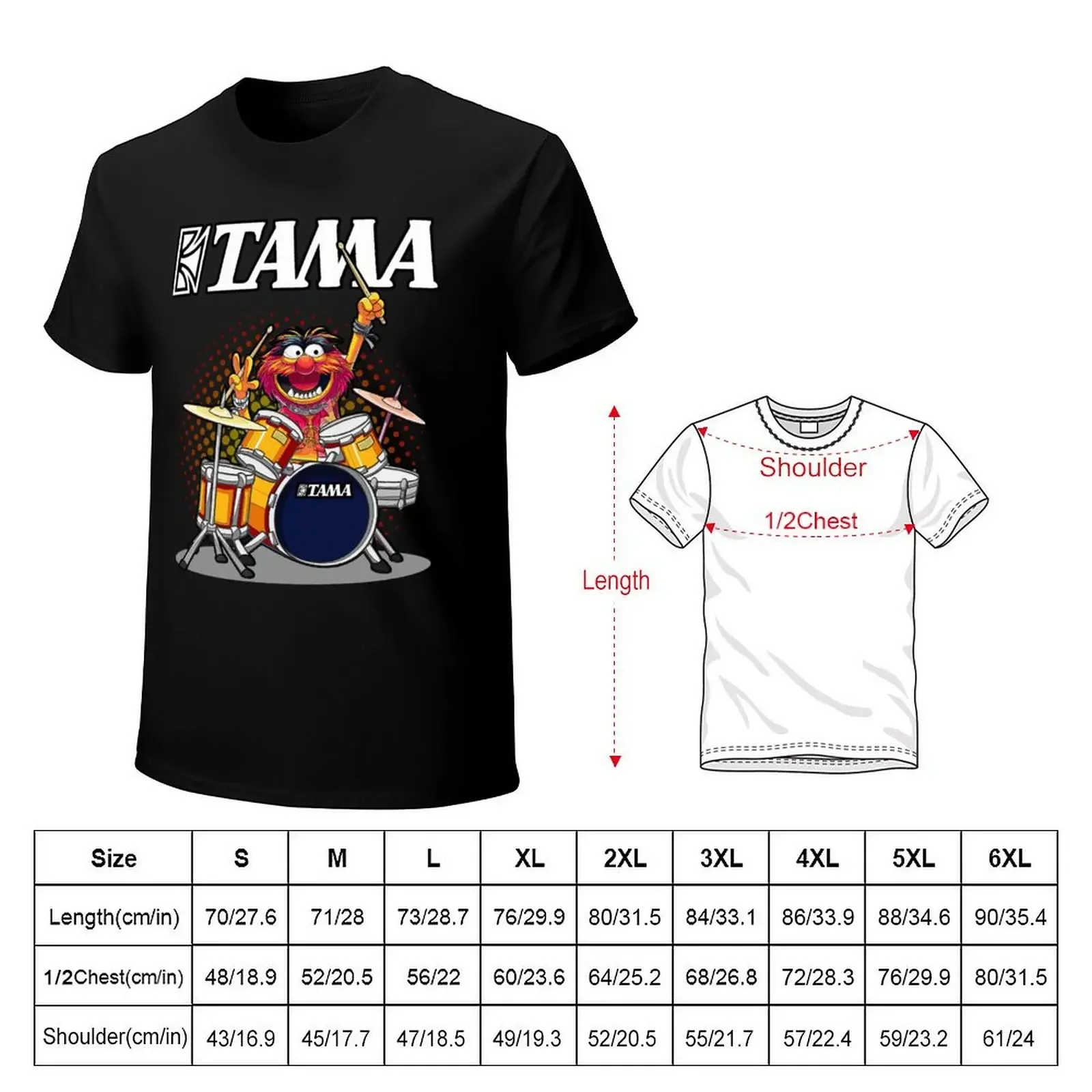 Футболка ANIMAL DRUMMER TAMA DRUMS мужская одежда рубашка на заказ больших размеров