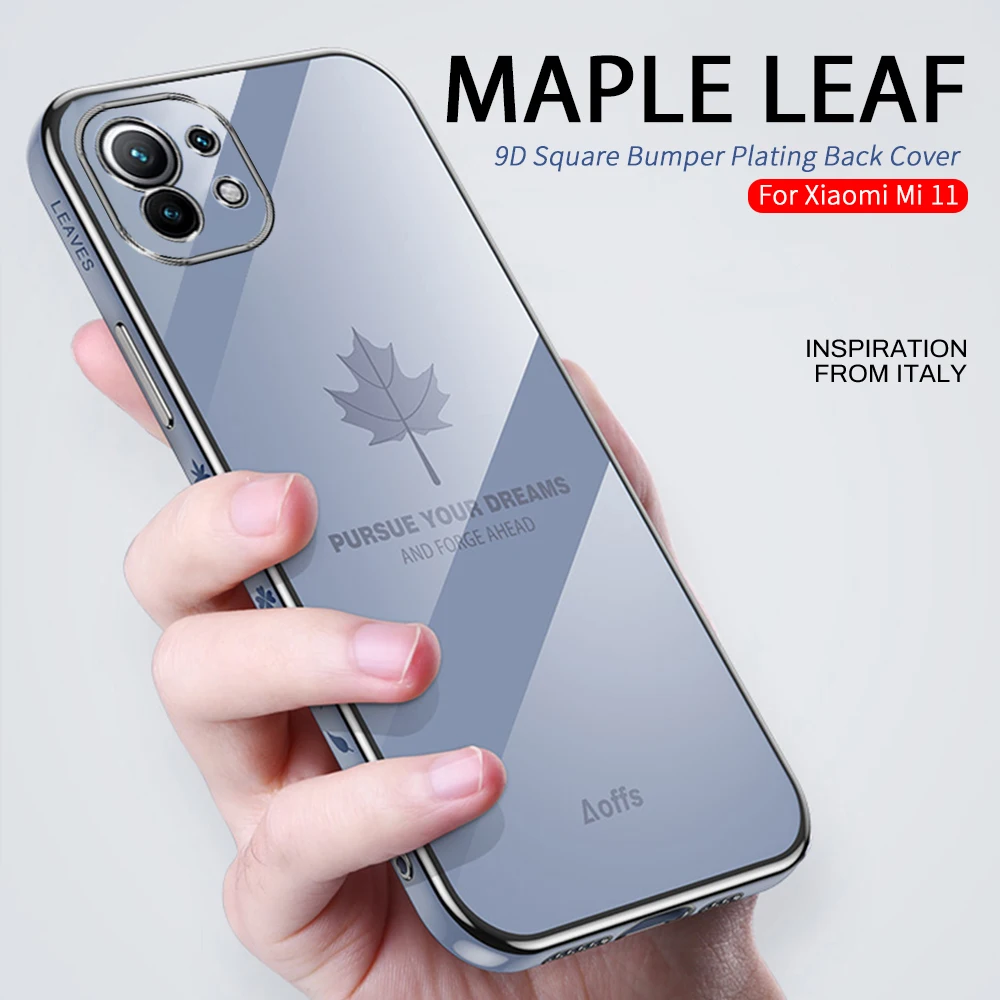 

Luxury Maple Leaf Plating Phone Case For iPhone 13 12 11 Mini Pro Max 7 8 Plus Xs Max Xr Soft Silicone Camera Protect Back Cover
