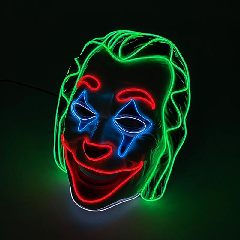 Популярная светящаяся неоновая светодиодная маска клоуна летучая мышь на