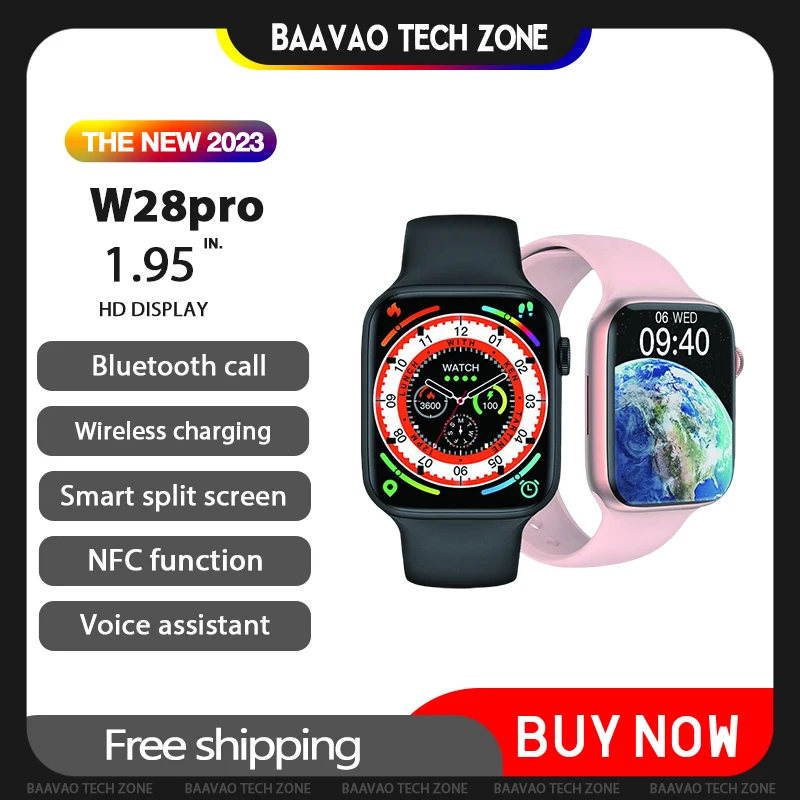 

Смарт-часы W28 pro, Bluetooth, HD дисплей, Беспроводная зарядка, пульсометр