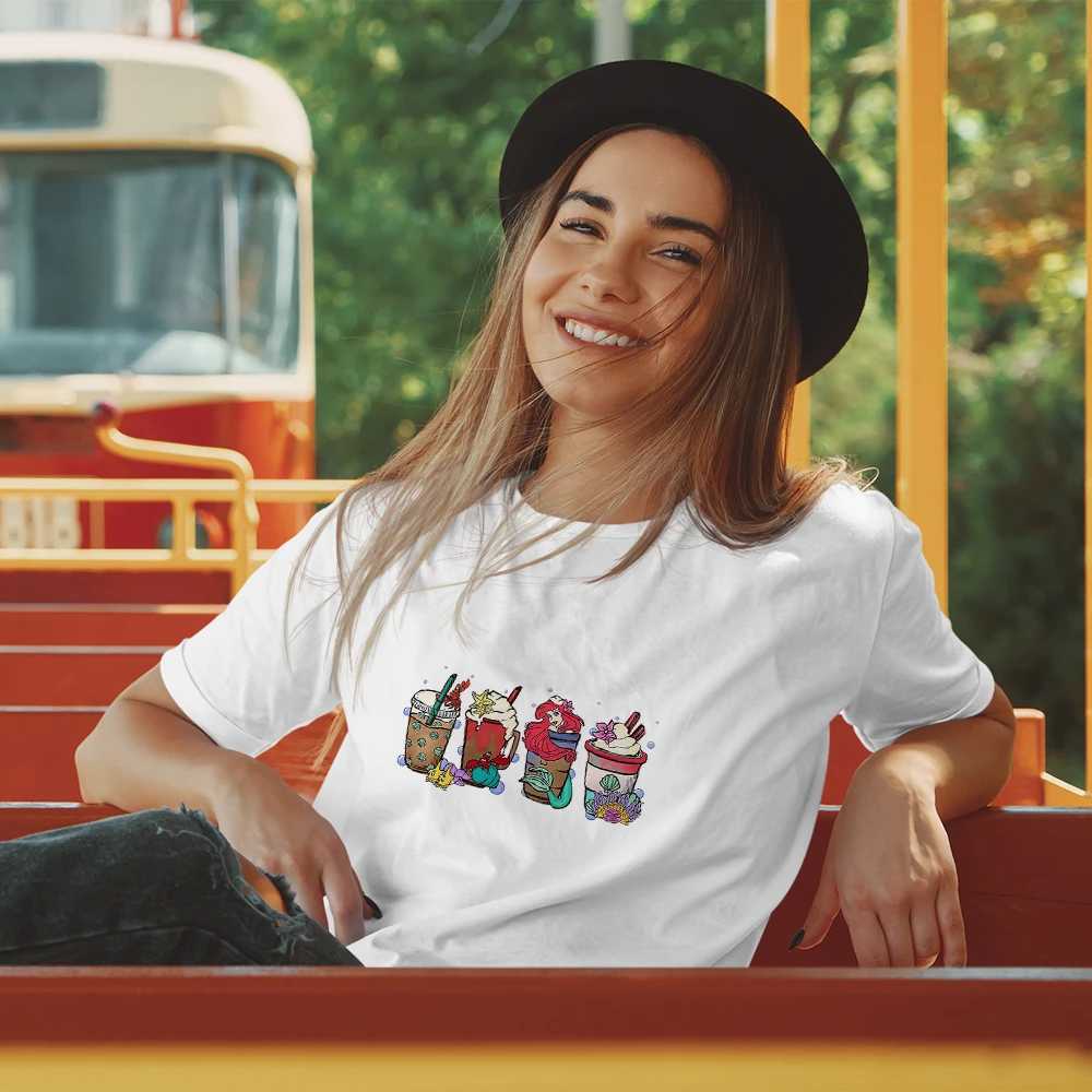 

Disney The Little Mermaid CT Shirt Youth Style Fashion Trend Summer Women's Clothes Free Shipping Short Sleeve Street T-shirts