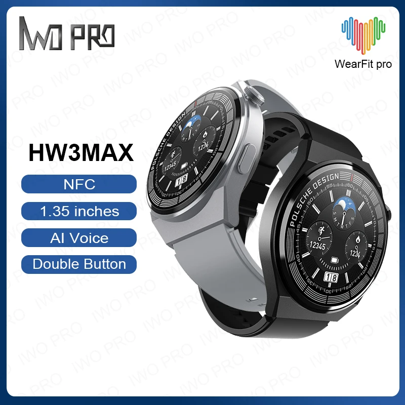 

IWO PRO 2022 HW3 MAX NFC Smart Watch Men Bluetooth Call Smartwatch Wireless Charging Fitness heart rate blood oxygen Bracelet