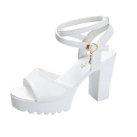sandals women summer high heels fish mouth middle heel thick heel waterproof platform princess korean fashion shoes