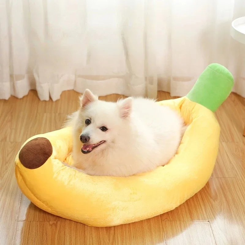 

Pet Banana Bed Winter Warm Dog Cat Litter Removable Nest Puppy Kitten Washable Kennel Pet Litters For Small Dogs Pets Supplies