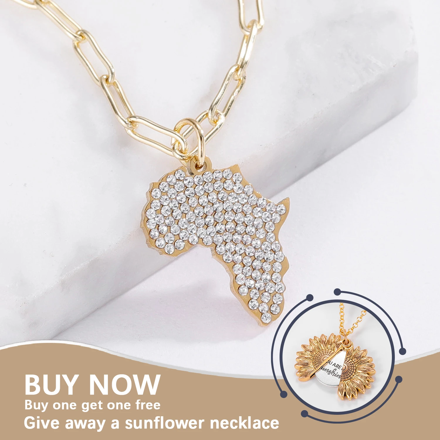 

Rhinestone bling Men Africa necklace hip hop Iced Out Necklace Non Tarnish Stainless Steel Gold Country Map Necklace Pendant