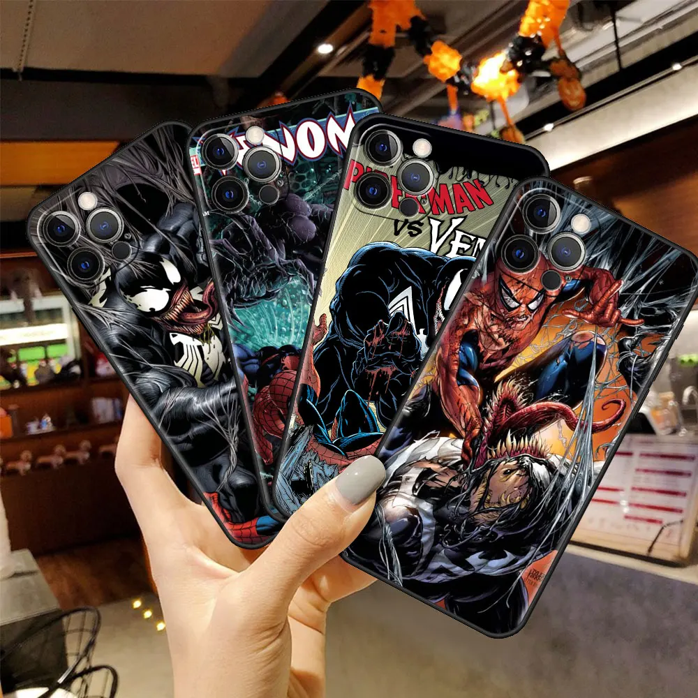 

Spider VS Venom Case For Apple iPhone 13 12 Pro Max 11 XR SE 2020 7 8 Plus Phone Cover X Xs 6S 6 5 5S Soft Funda Silicone Shell