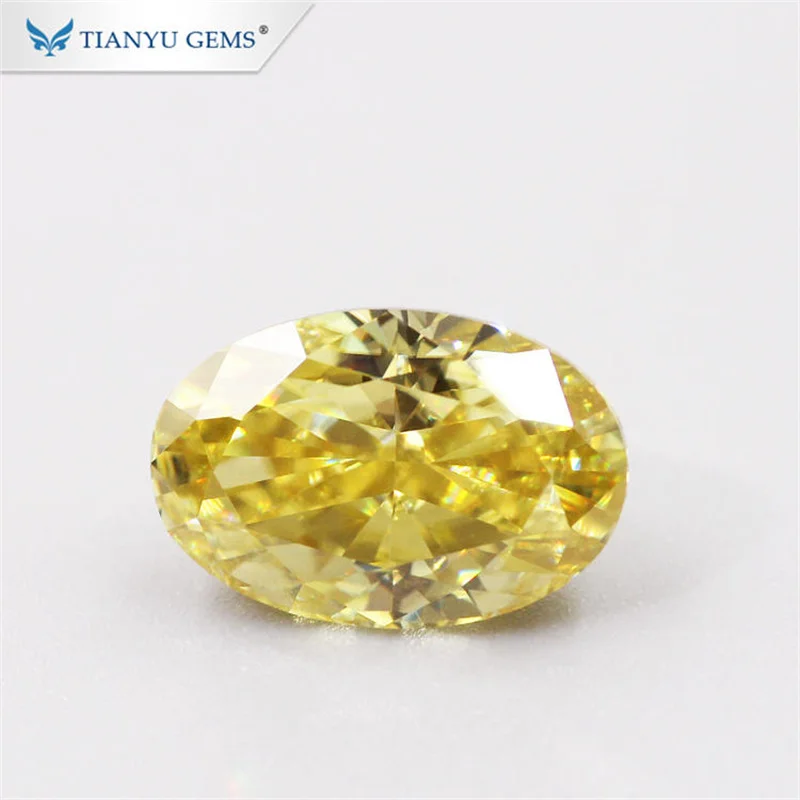 

Tianyu Gems 1CT-3CT Oval Crushed Ice Cut Loose Moissanite Diamond Vivid Yellow Custom Lab Created Gemstone for Jewelry Making