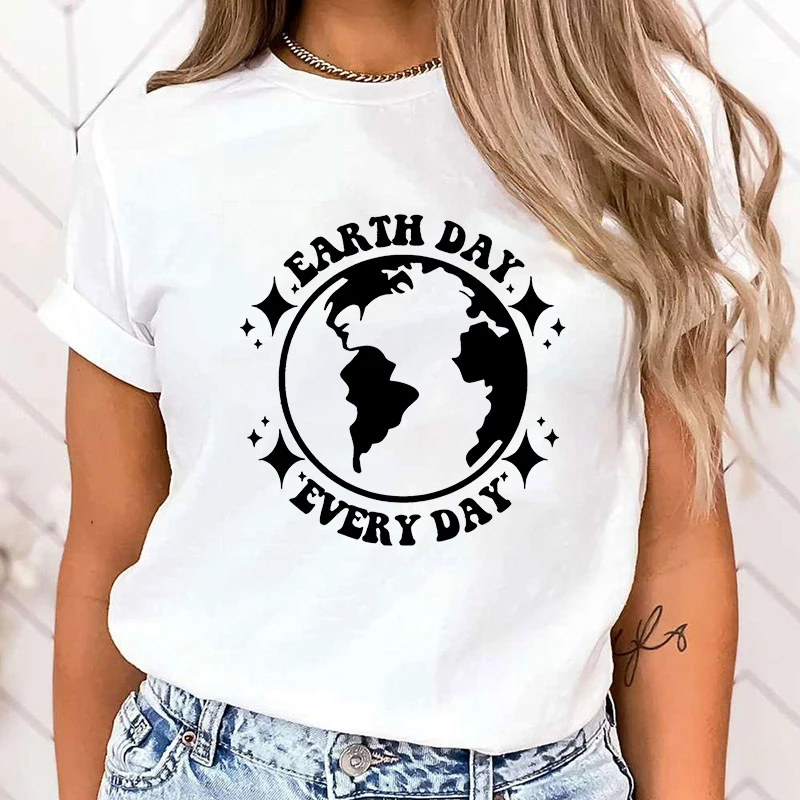 

(Premium T-shirt)New Protect The Ocean Earth Day Every Day Print Tshirt Female Casual Short Sleeve T-Shirt Women Fashion tops