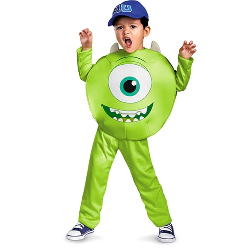 

Kids Funny Mike Wazowski Cosplay Dress Up Halloween Purim Costume Children's Monster University Jumpsuits