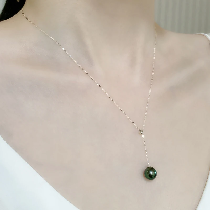 Фото NYMPH настоящее золото 18 карат натуральный таитянский черный кулон ожерелье ювелирные изделия Au750 свадебная коробка брендовый модный подарок для женщин X551 №5