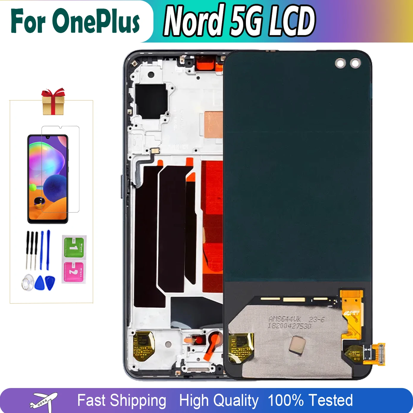 Оригинальный ЖК-дисплей для OnePlus Nord 5G, ЖК-дисплей, сенсорный экран AC2001 AC2003, сменный экран с дигитайзером, панель