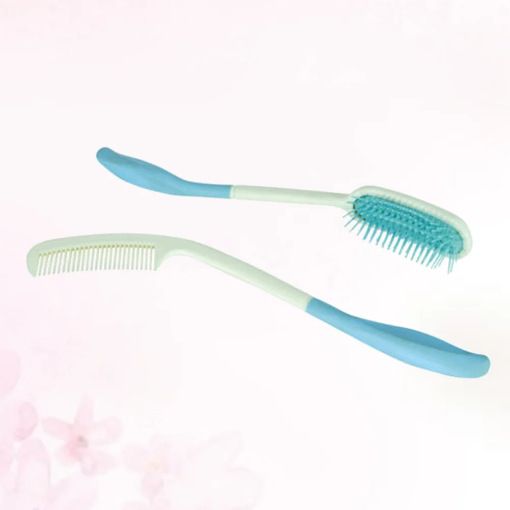 2pcs Bend Handle Combs Convenient Plastic Comb Hair Accessory Hair Comb for Patients the Aged Disabled