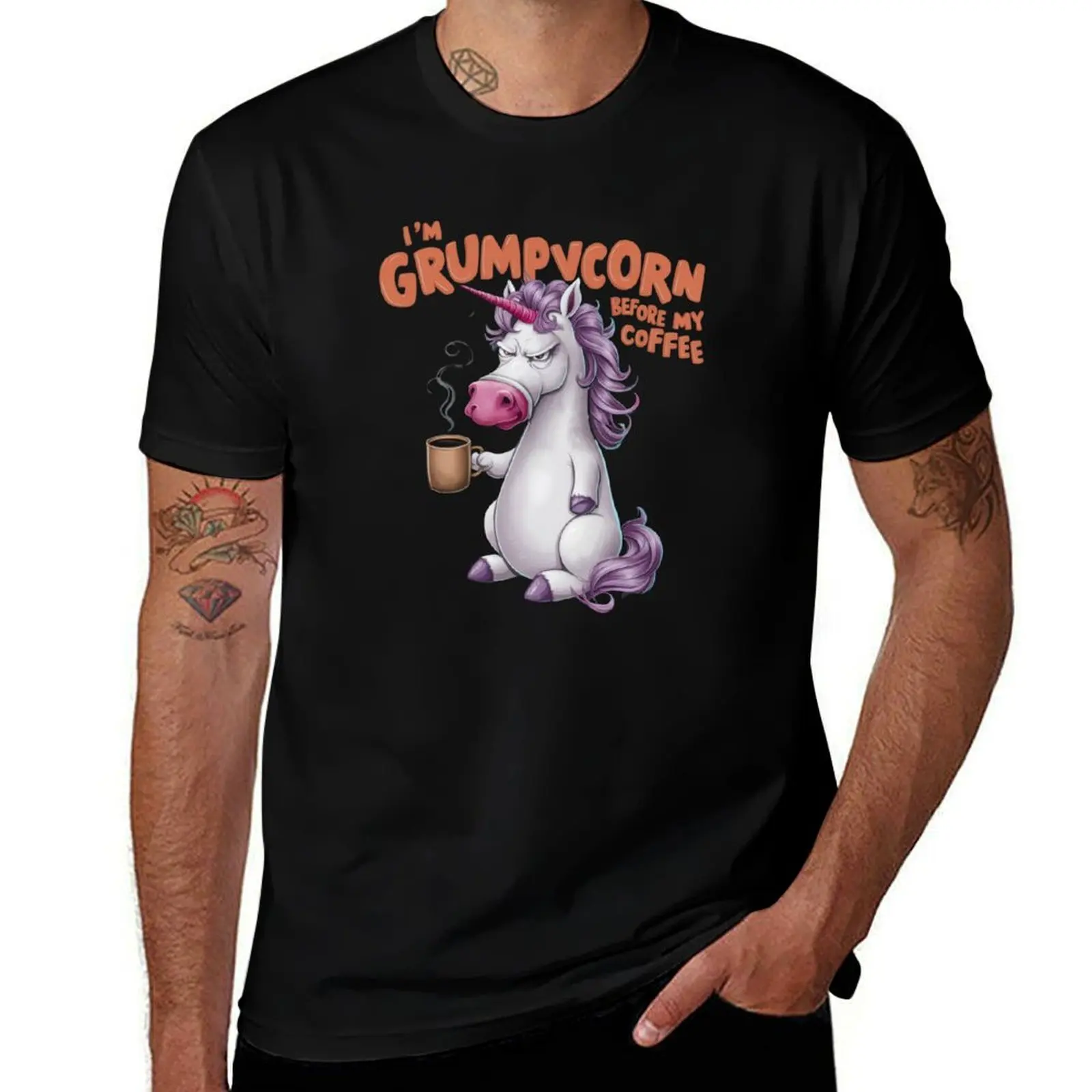 Футболка Grumpycorn Alert Pre-Coffee футболки с аниме одежда больших размеров мужские