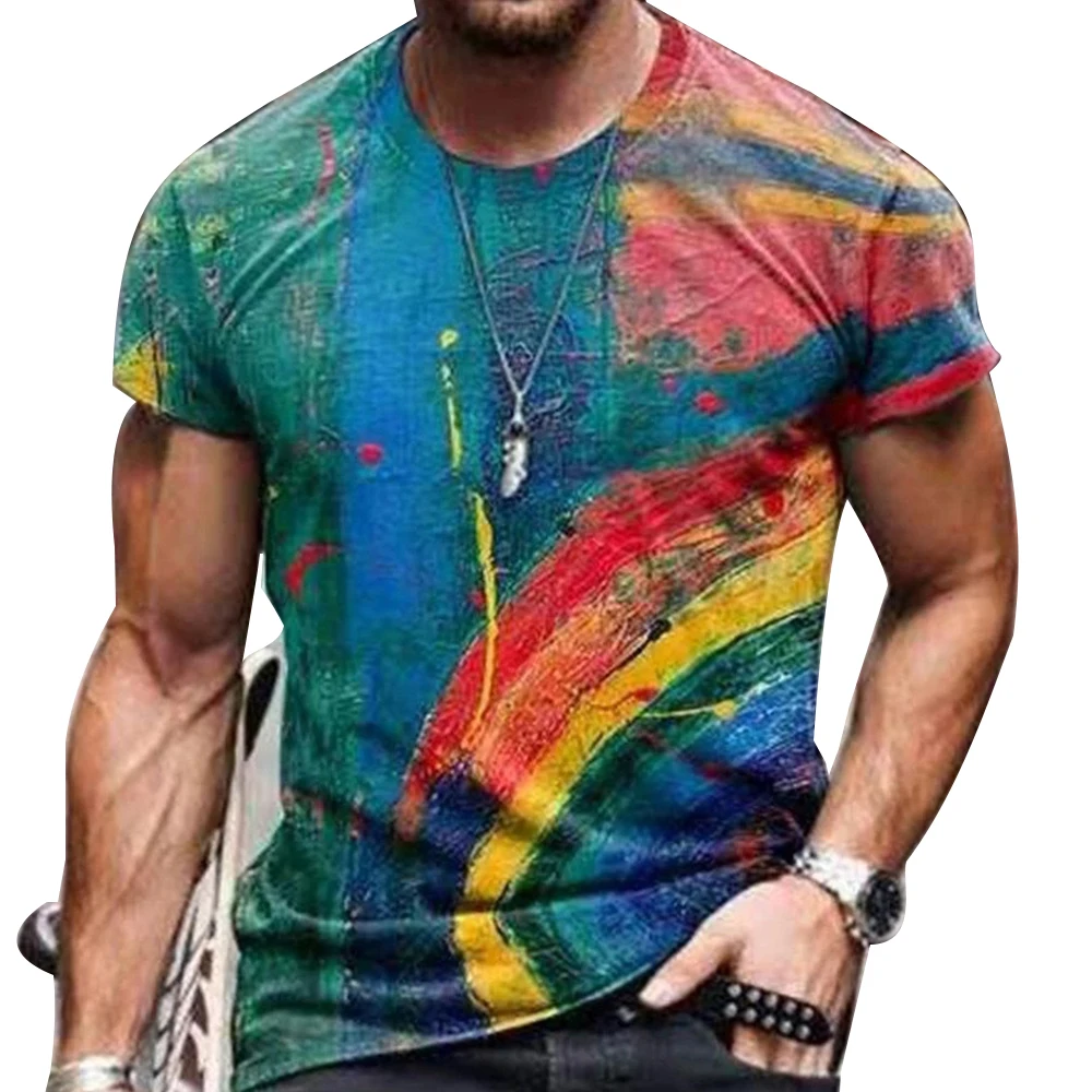 

Men's Vintage Oversized Short Sleeve T Shirts 2022 Summer Harajuku Ethnic Style 3D Print O Collared Graphic T-Shirt Men Clothing