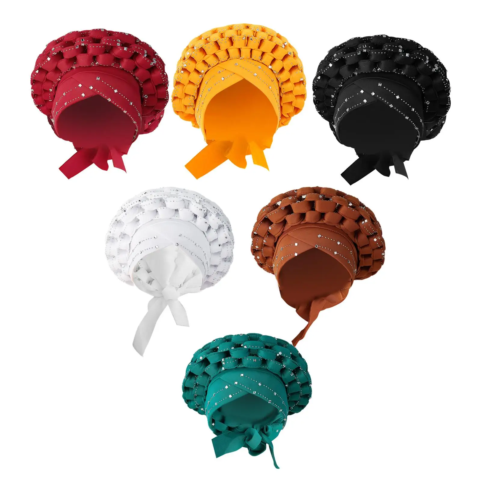 

African Turban Head Scarf Headwrap Hair Cover Wedding Girls Sequin