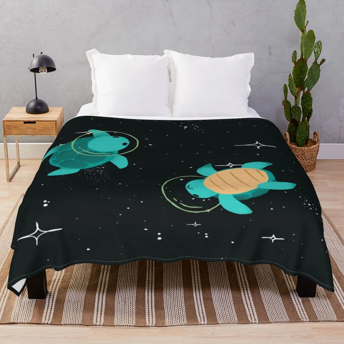 Space Turtles Blankets Flannel Winter Super Soft Throw Blanket for Bedding Sofa Camp Office