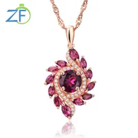 GZ ZONGFA Original 925 Sterling Silver Pendant For Women Natural Rhodolite Gemstone 2.7CT Rose Gold Chain Necklace Fine Jewelry