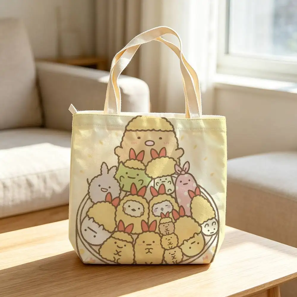 Фото Симпатичные сумки для хранения S-Sumikko G-Gurashi. Водонепроницаемые холщовые сумки, подходящие для посещения занятий, походов за покупками, подарков и поездок на работу. №3