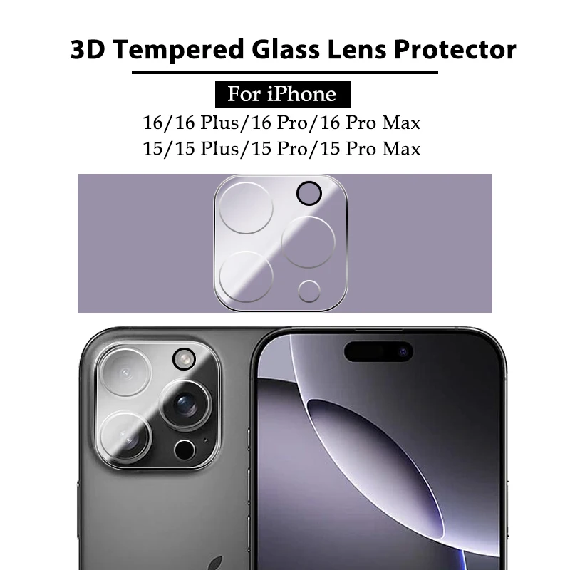 Для iPhone 15 16 Pro Max Пленка для объектива 3D закаленное стекло Apple 16pro 16ProMax 16+ iPhone15 15Pro